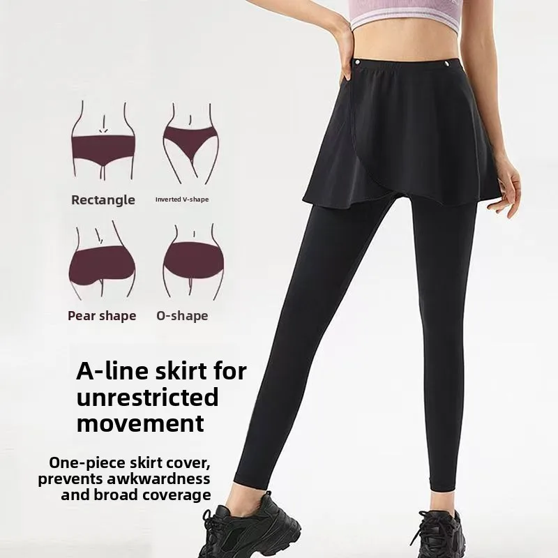 

Женские спортивные шорты-юбка для йоги, цельные, скрывающие ягодицы, повседневные, однотонные, защита от неловкости