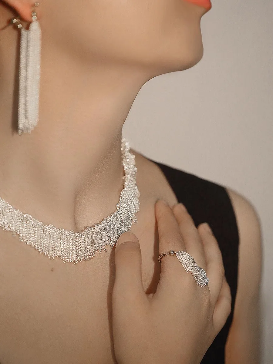 Vintage Paris Design Chain Tassel Elegant Waterfall Shaped Necklaces for Women Girls Party Wedding Charm Jewelry Gift