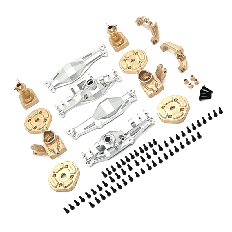 RC รถอัพเกรดด้านหน้าและด้านหลังเพลาทองเหลืองถ้วย C สะพานชุดสําหรับ MJX 1/12 H12Y H12Y + RC รถอุปกรณ์เสริม SILVER