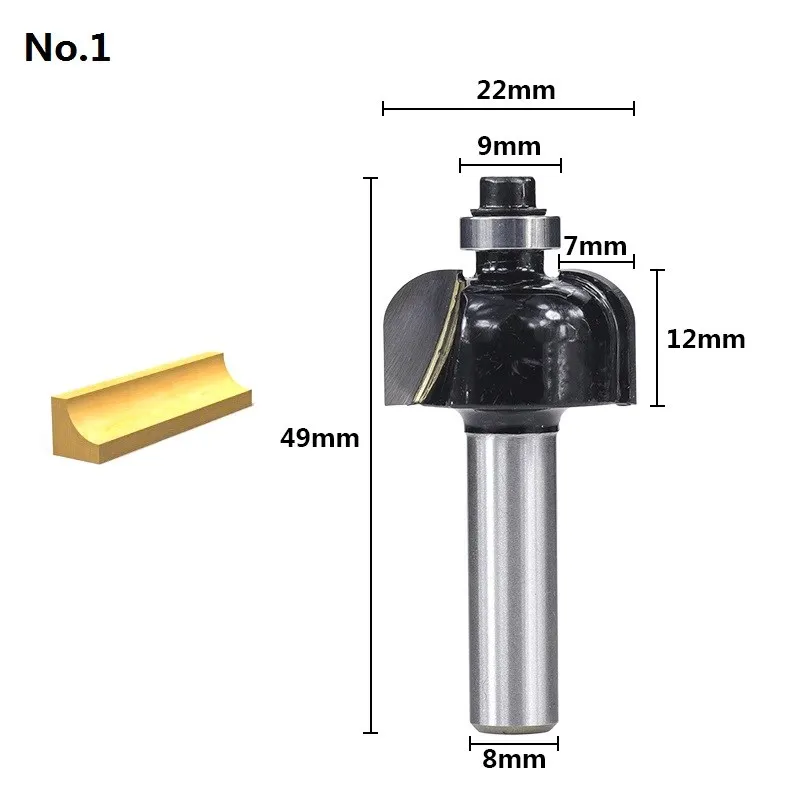 8mm Shank Wood Router Bit Black End Mills Carbide 45 Degrees Chamfer End Mills For Wood 1pcs Woodworking Tools