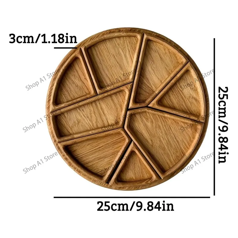 Splicable Combined Round Serving Tray, Double Layer Dual-use Tray for Coffee Table, Nuts, Snacks & Pizza