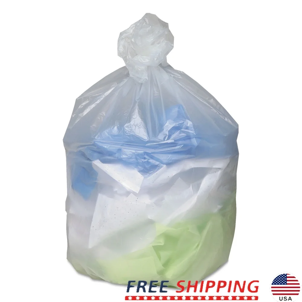 

Clear Garbage Bags High-Density Trash Can Liners 16 Gallon 200 Count Tough Office Waste Disposal Coreless Rolls