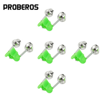 5Pcs Fishing Bite Alarms Fishing Rod Bell Rod Clamp Tip Clip Bells Ring ABS Green Fishing Accessory Outdoor Metal Bells