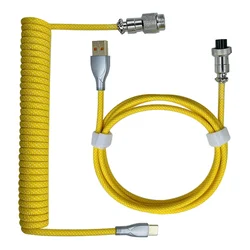 Type-C to USB Data Cable Mechanical Keyboard Coiled Cable Airline Cable Gaming Keyboard Cable Spring Cable Yellow