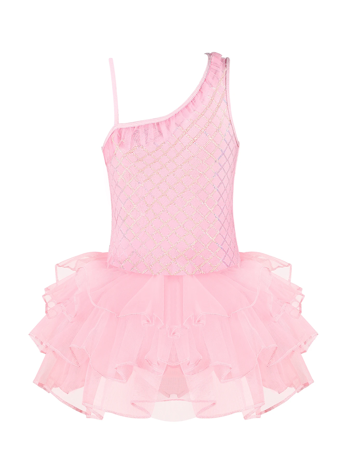 Meisjes Ruches One Shoulder Tutu Roirted Leotard Ballerina Outfit Voor Meisjes Peuter
