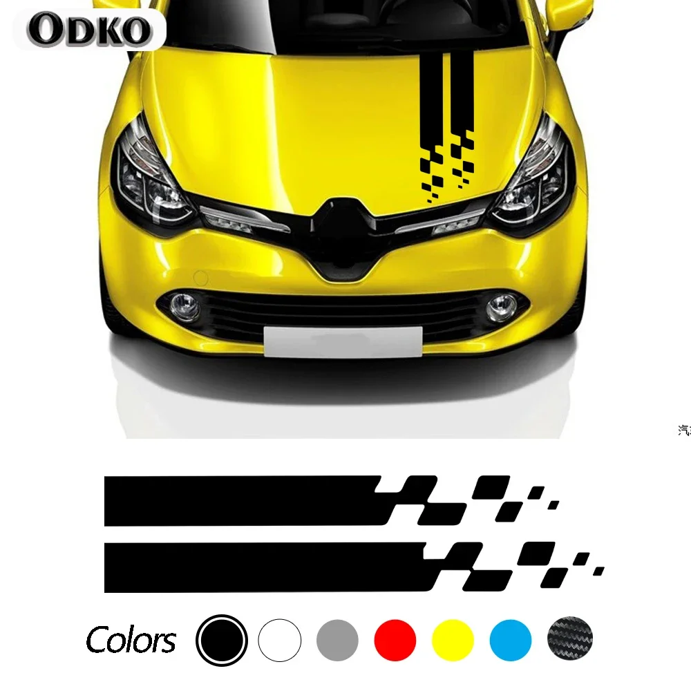 Автомобильные полосы, капот, наклейка, гоночная капота, Спортивная наклейка для Renault Megane Clio RS, Captur, Sandero Espace, сценическая Лагуна, трафик