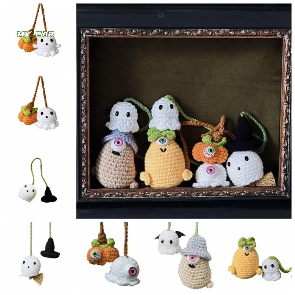 

Creative Halloween Ghost Pendant Cute Ghost Shape Halloween Hanging Pendant Handmade Cotton Thread Scary Decorations ornament