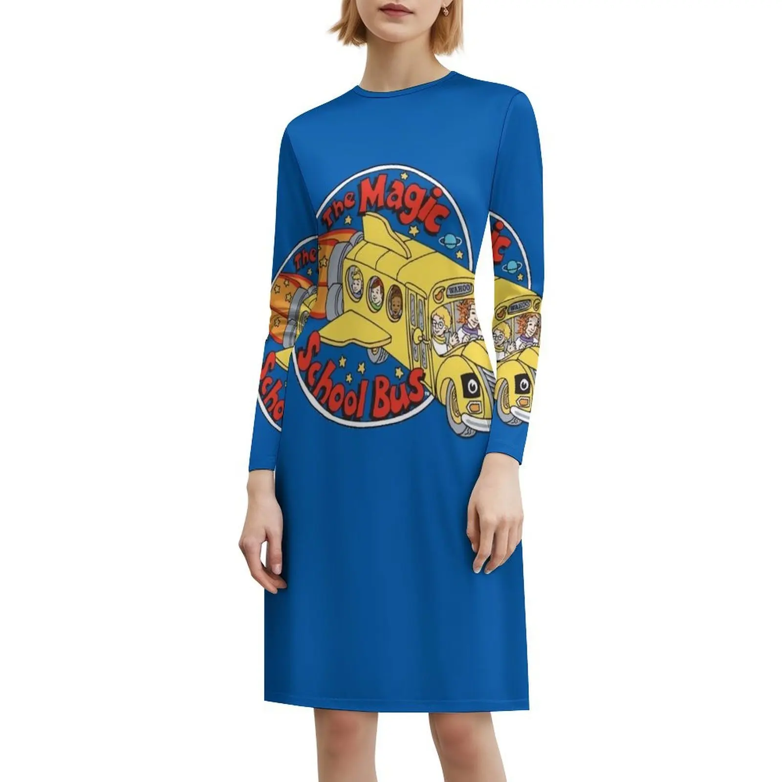 فستان بوهيمي بدون أكمام بشعار حافلة المدرسة السحرية للنساء مطبوع عليه فساتين حفلات الشاطئ حافلة المدرسة السحرية حافلة المدرسة السحرية #6