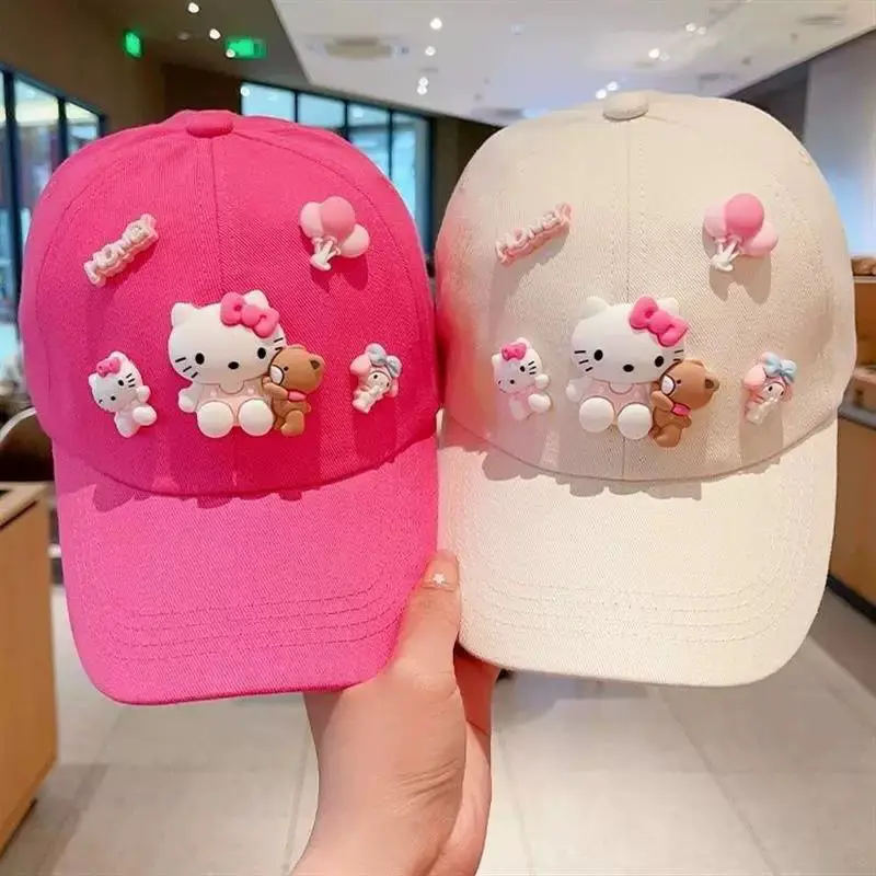

Girly Heart Kawaii MINISO Hello Kitty Anime Children Baseball Cap 2025 Spring Autumn Baby Hat Fashion Patch Gifts for Girls