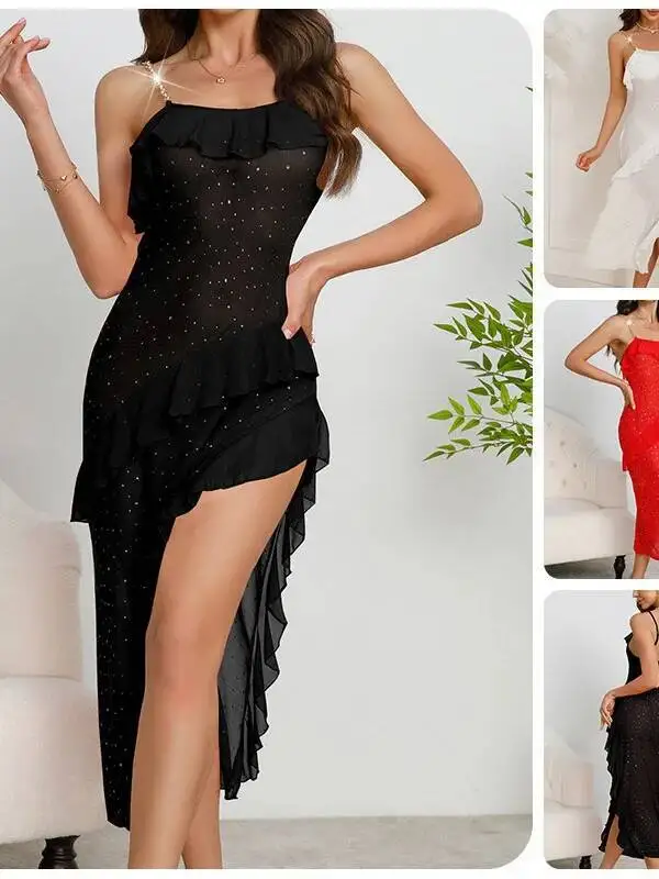 ชุดนอนซีทรูเซ็กซี่ ดีไซน์หรูหรา ผ้าตาข่ายโปร่งบาง โชว์หลัง กระชับสัดส่วน รุ่น T505