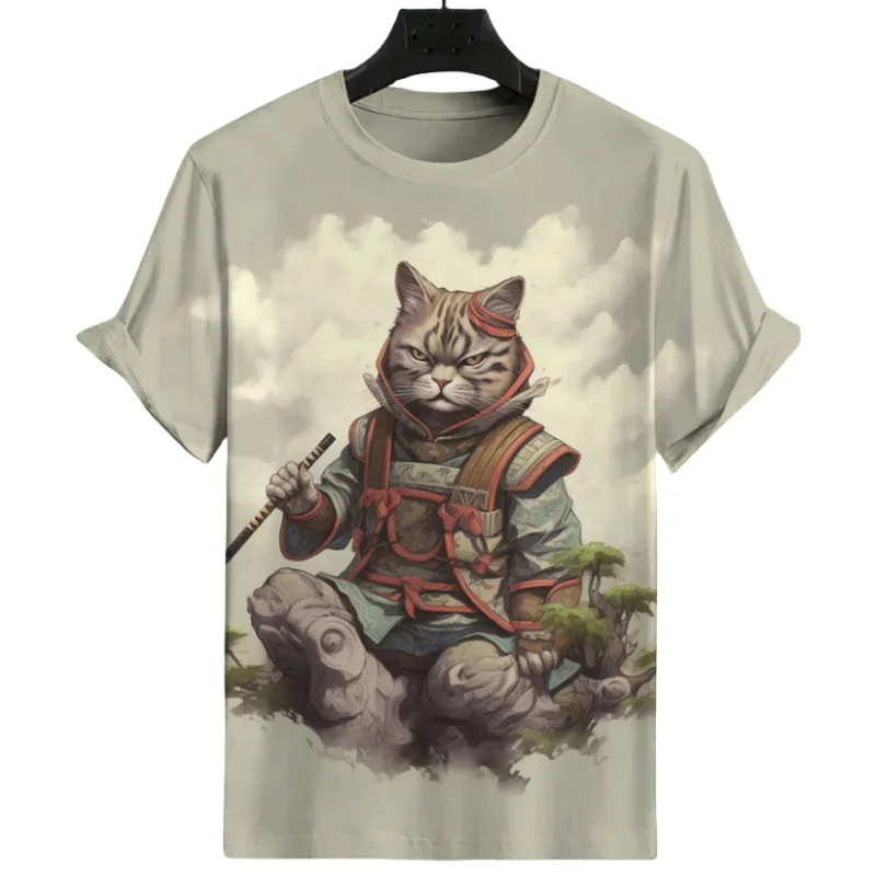

Summer Lovely Cat Print T Shirts For Men And Women Casual Short Sleeve Tops Loose Knitted T-shirt Male Tee Shirt European Size