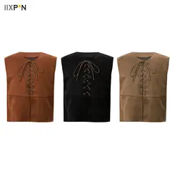 Kids Boys Medieval Renaissance Vest Pirate Costumes Halloween Party Sleeveless Lace-up West Cowboy Gothic Steampunk Waistcoat