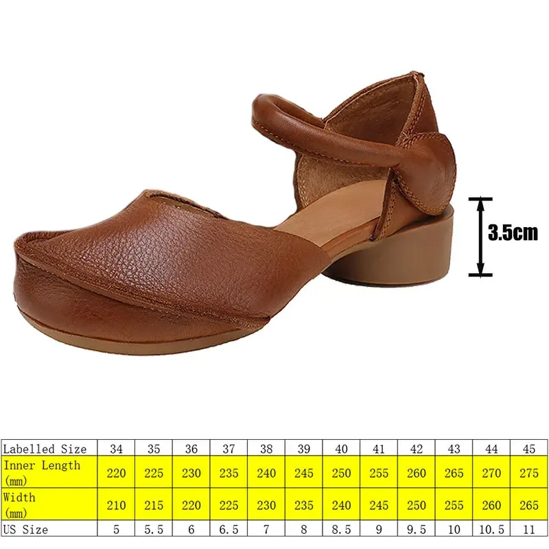 Koznoy 3.5cm Genuine Leather Summer Comfy Women Soft Soled Flats Hook Leisure Breathable Sandals Rubber Vintage Moccasins Shoes