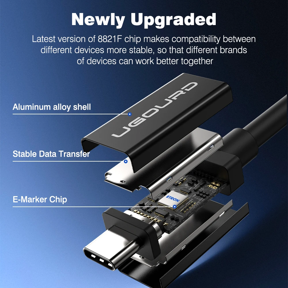 Kabel Thunderbolt 5 z miękkiego TPE, 80 Gbps, USB4 V2, kabel koncentryczny Type-C USB-C do C, 240 W, 16K 8K, do EGPU, Mac MINI, SSD, iPhone 16, MacBook — zdjęcie produktu 3