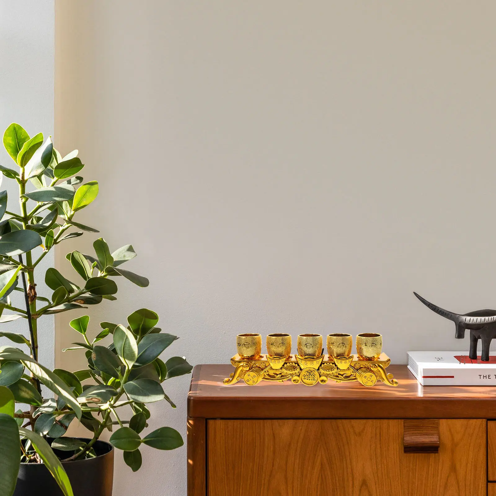 

Набор из 1 миниатюрных пластиковых чаш для буддийских подношений с плоским дном для храмов и алтарей, с золотым покрытием, маленькие кубки