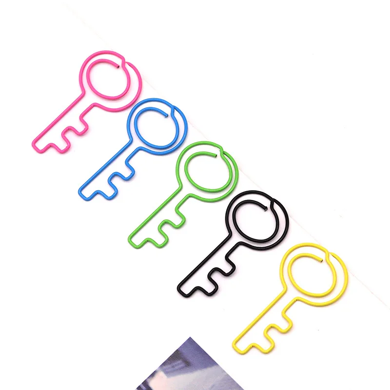 Key Shape Metal Paper Clips Binder Colorful Office Stationery Accessories Paper Material Folder Office Binding Supplies