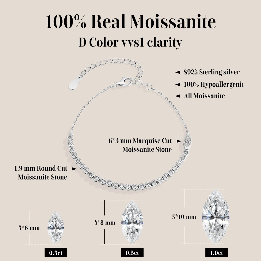 CHARMING Casual Shining Moissanite Snake Bubble chain Bracelet Ajustable Women S925 Engagement Party Daily Jewelry Birthday Gift