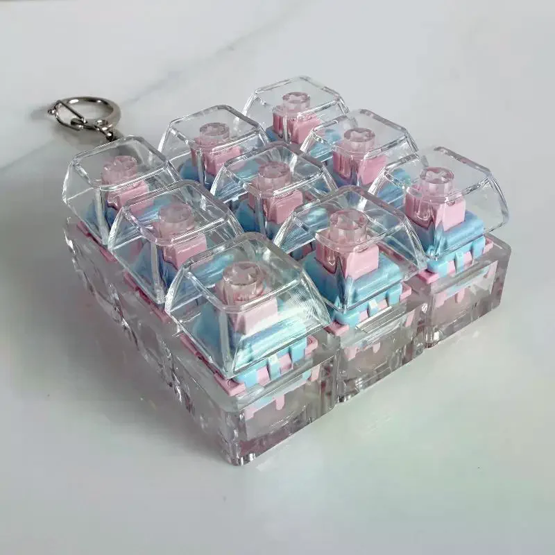 1/2/3/4/9 Key Keyboard  Toys Crystal Keycap Keychain Stress Relief Fingertip Gadget Decompression Toys Clicker  Toy