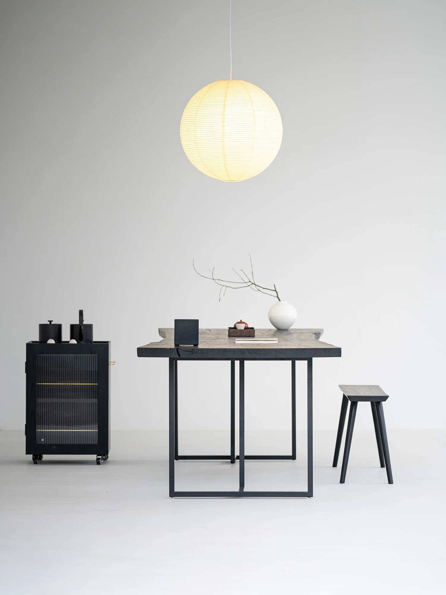 Tea cabinet, ash wood, wabi, black tea cart, mobile small table, tea table, fully automatic water filling