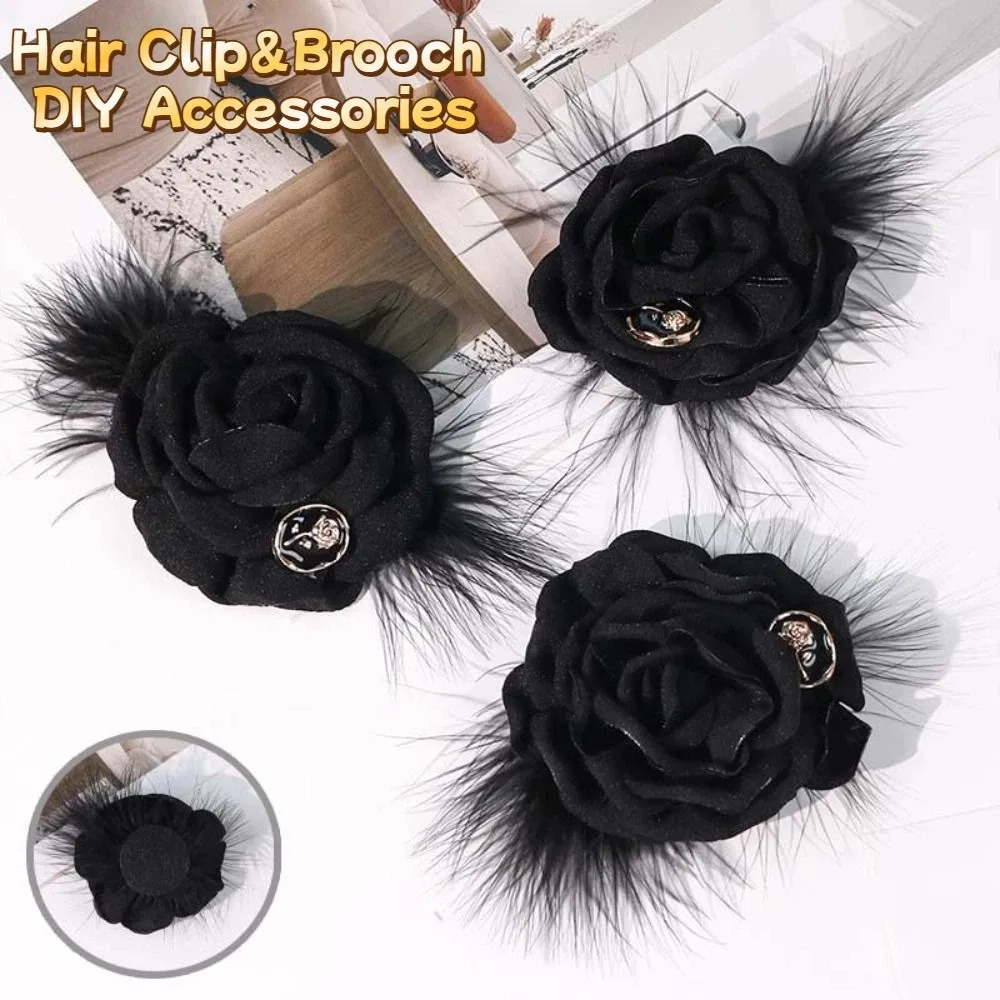 

2PCS Multipurpose 3D Rose Hair Clip Accessories feather Blossoms Brooch Accessories Handmade Multilayer DIY Cloth Applique DIY