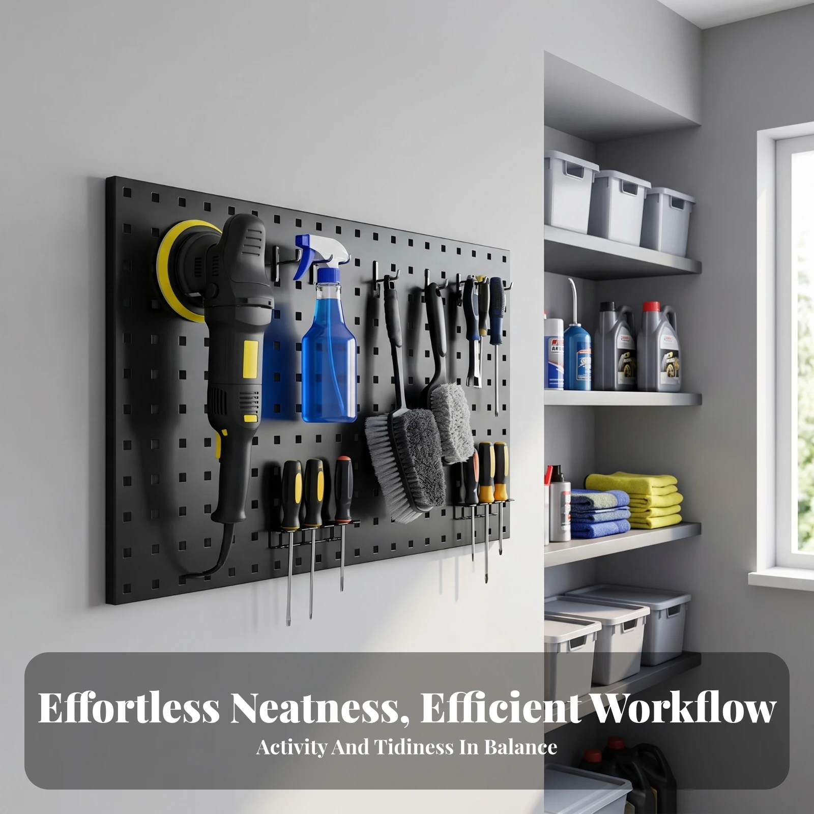 Metal Pegboard Panel Square-Hole Grid Wall-Mounted Pegboard Perforated for Workshop, Garage