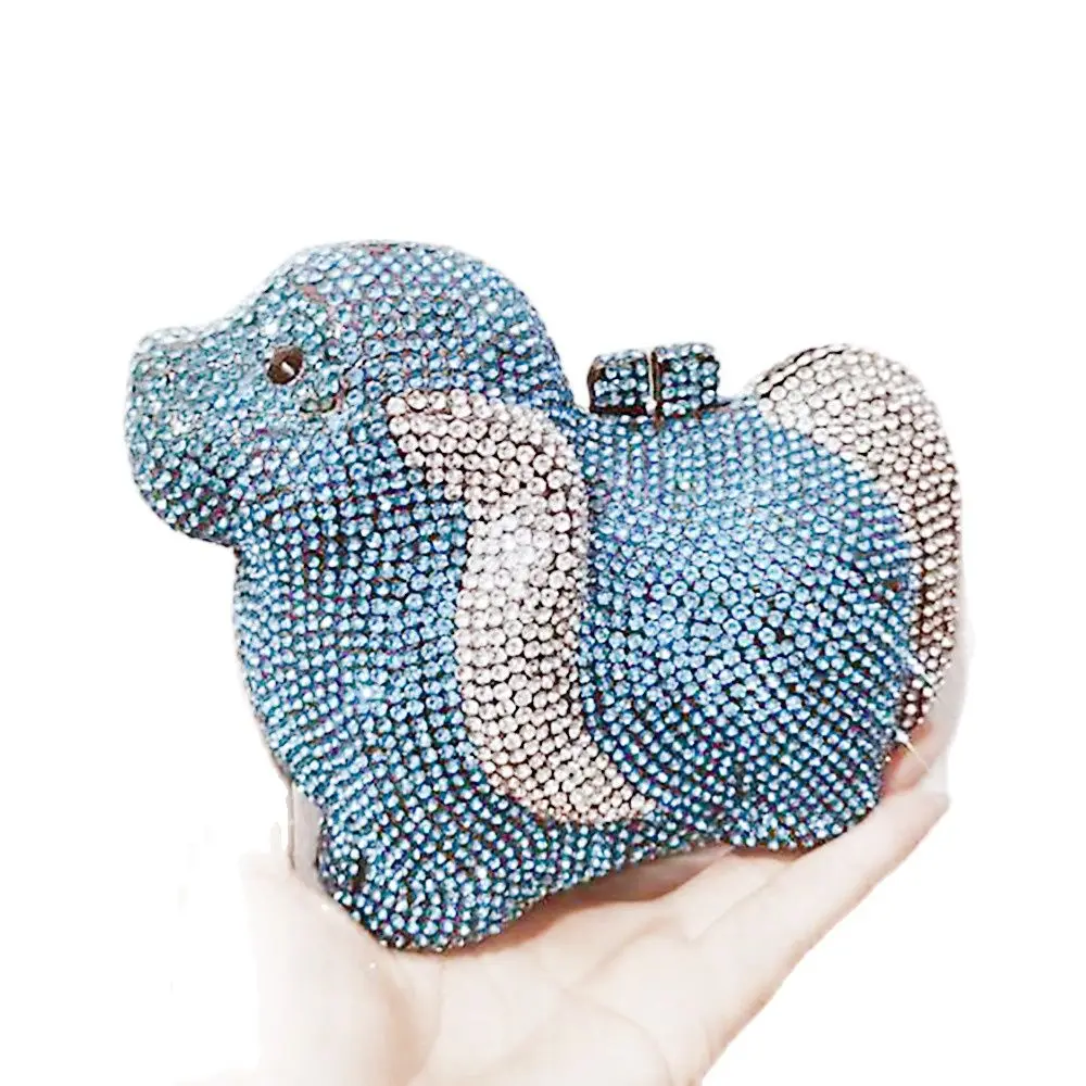 

DG PEAFOWL Bling Biling Puppy 3D Dog Women Crystal Evening Clutch Bags Ladies Gala Dinner Rhinestone Purse Wedding Handbag