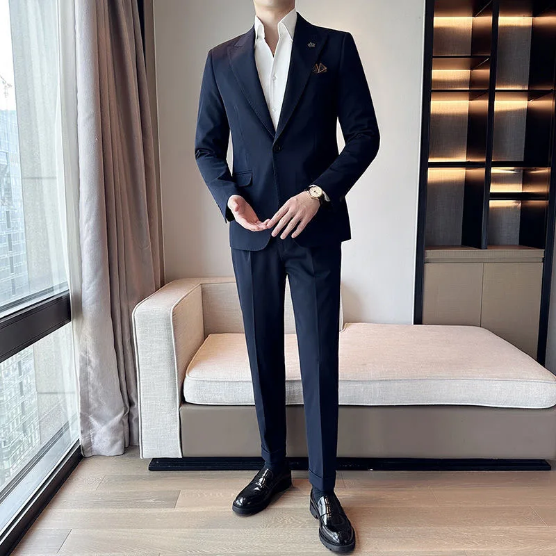 54 Suit peak lapel jacket Korean style trendy casual suit engagement dress two-piece suit