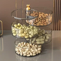 1pc Storage Box Rotatable Transparent Food Storage Box Multi-layer Capacity Food Sealed Box Candy, Sugar, Snack, Nuts Dry Fruit