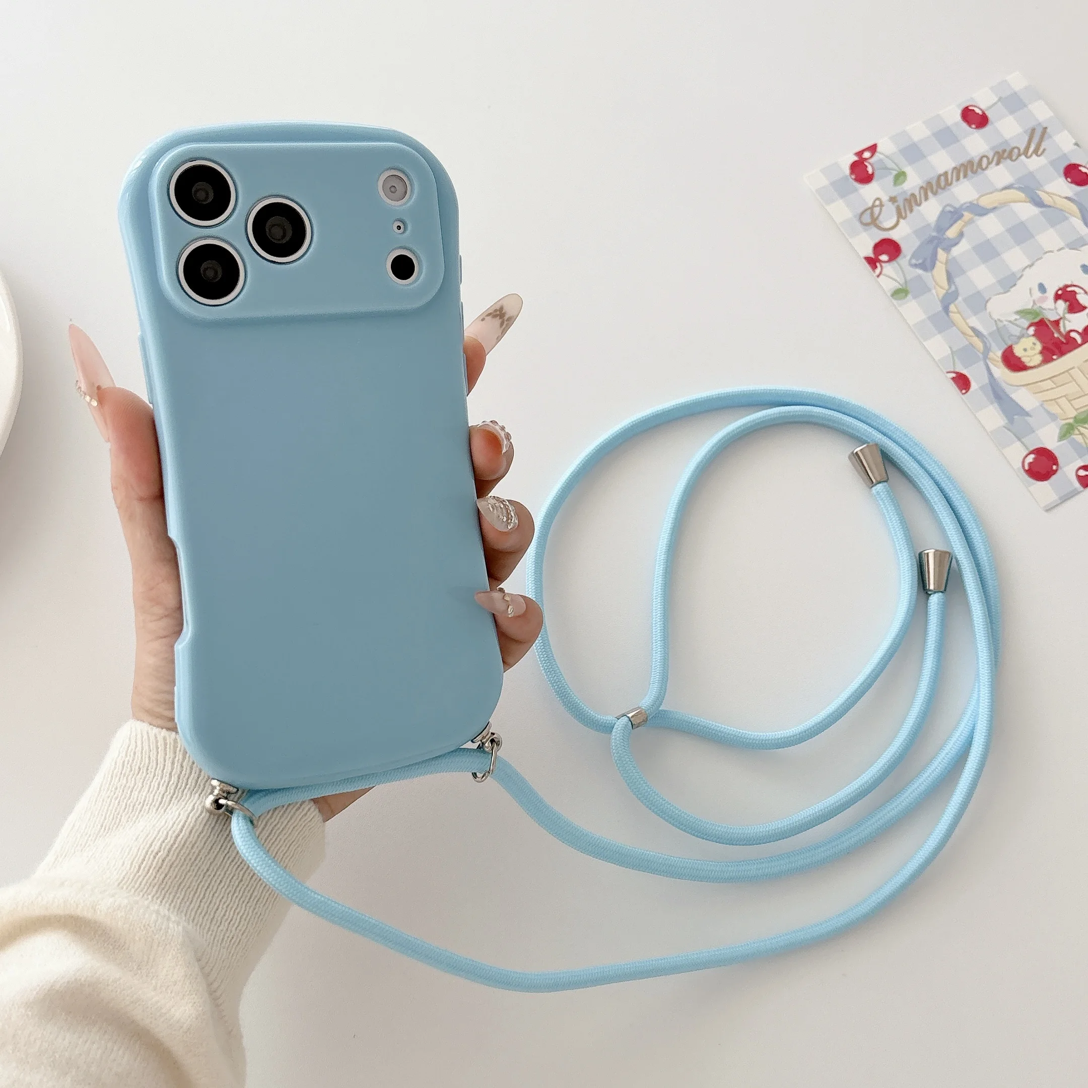 Candy Colored Fashion Diagonally Across Lanyard Phone Case For iPhone 17 16 15 14 13 12 11 Pro Max Plus Air Shockproof Cover view 4