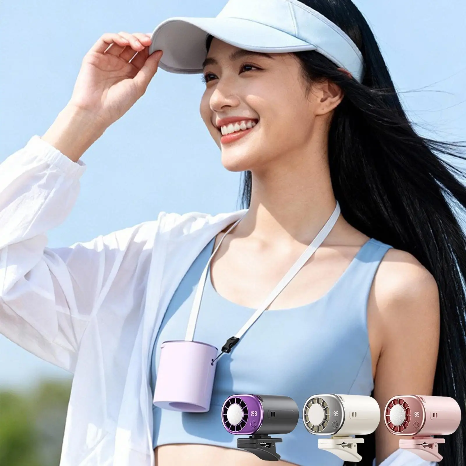 Personal Fan Clip On 360 Degree Rotating LED Car Clamp Air Conditioner USB Charging Cooling Fan For Truck Sedan RV Camping