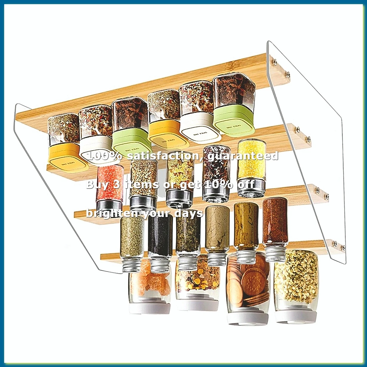 ●12In Spice Rack Organizer for Cabinet - Wooden 4Tier Display Stand -Space Saving Display Shelf Riser for Perfume Cupcake-ABFB