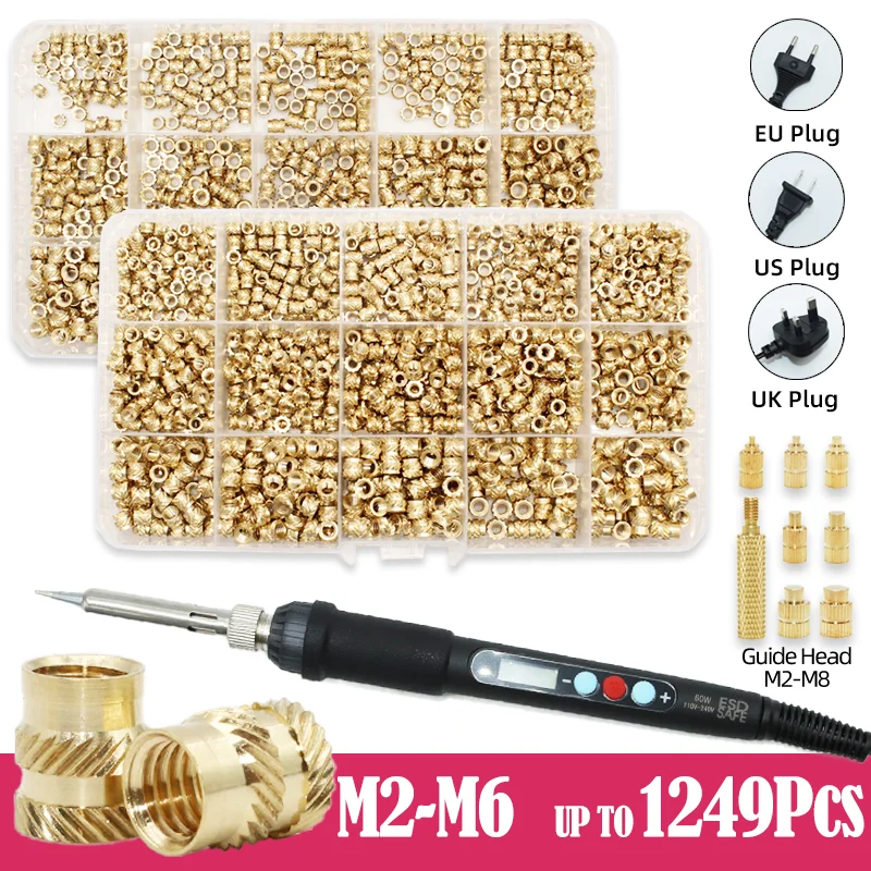 Ferramenta de Inserção de Rosca Térmica e Porca de Latão para Impressora 3d Inserção de Plástico m2 m3 m4 m5 m6 Porcas de Cobre 1249x