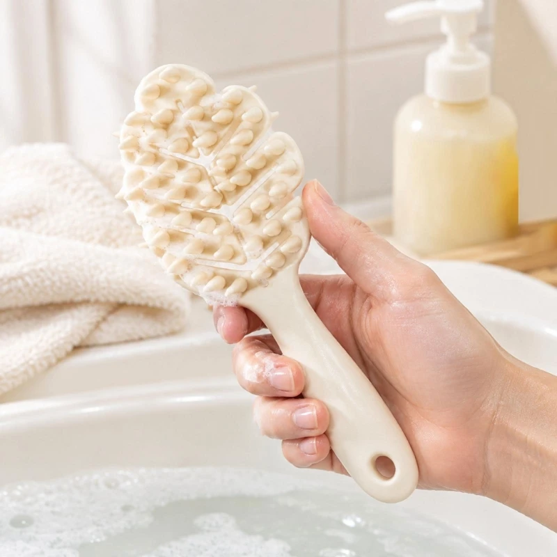 Child Hair Washing Brush with Integrated Handheld Grip for Shampoo Lathering, Scalp Cleaning, Massage, and Grooming 15UB