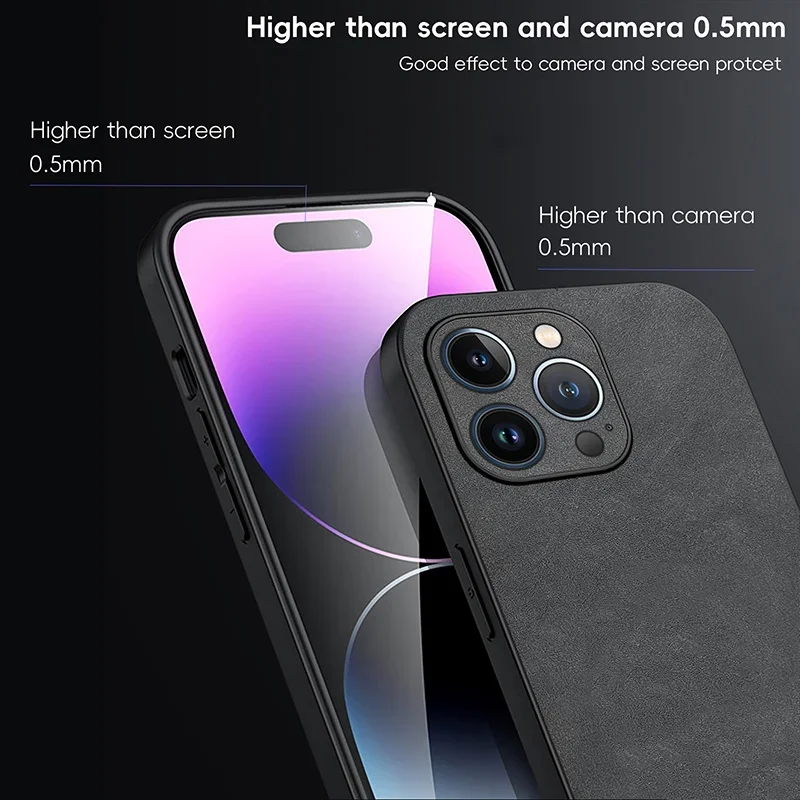 Luxury sheepskin Case For iPhone 16 15 14 13 12 11 Pro Max Plus X XS XR Matte Leather Phone Cover
