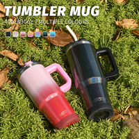 WATERSY 30oz/40oz Stainless Steel Thermal Cup Large Capacity Tumbler with Handle & Straw Insulated Mug Travel for Coffee