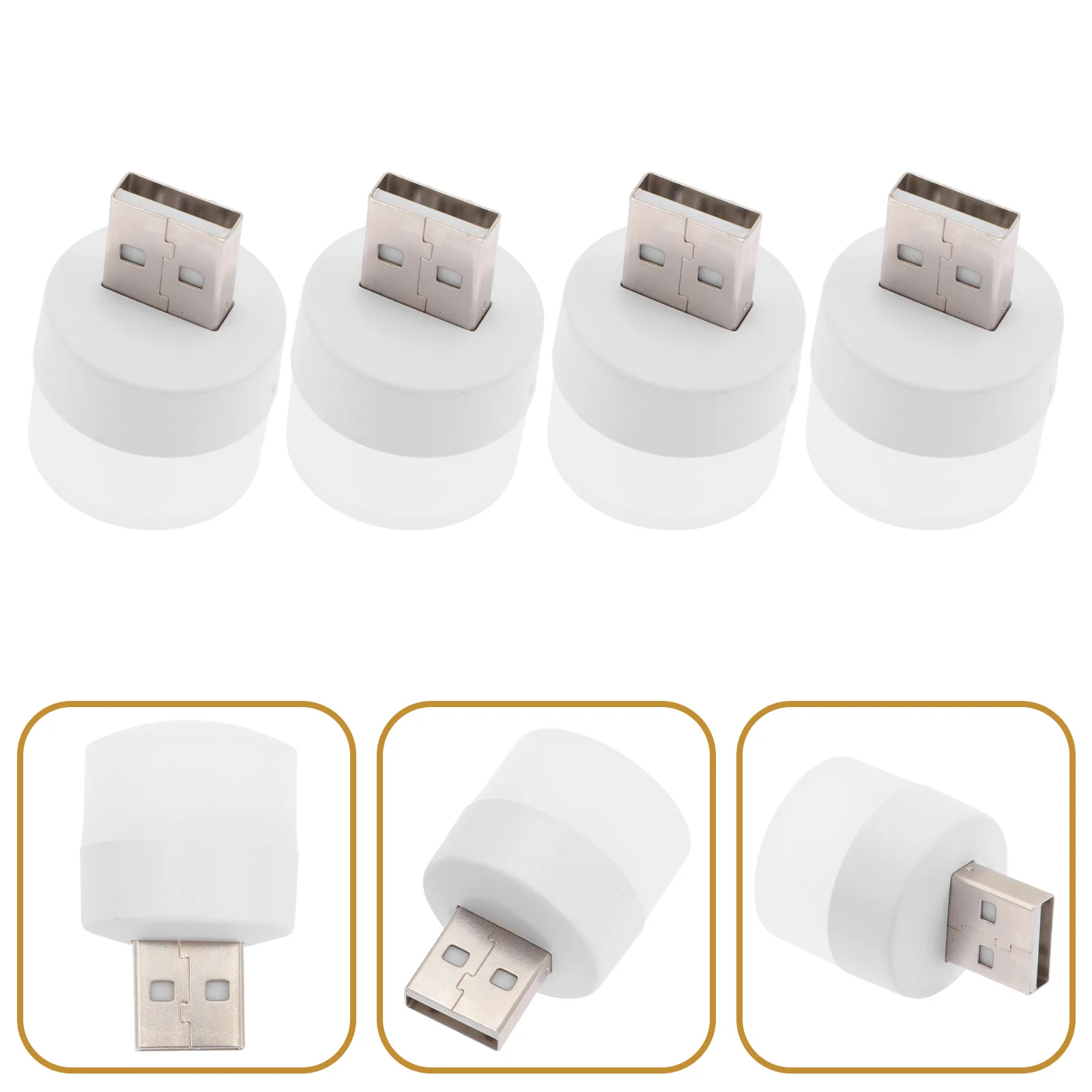 4 Pcs Mini USB Light Lights Lamp Led Desk Mushroom Table Lamps Bulb Night Portable Atmosphere Emergency Student for Bedroom