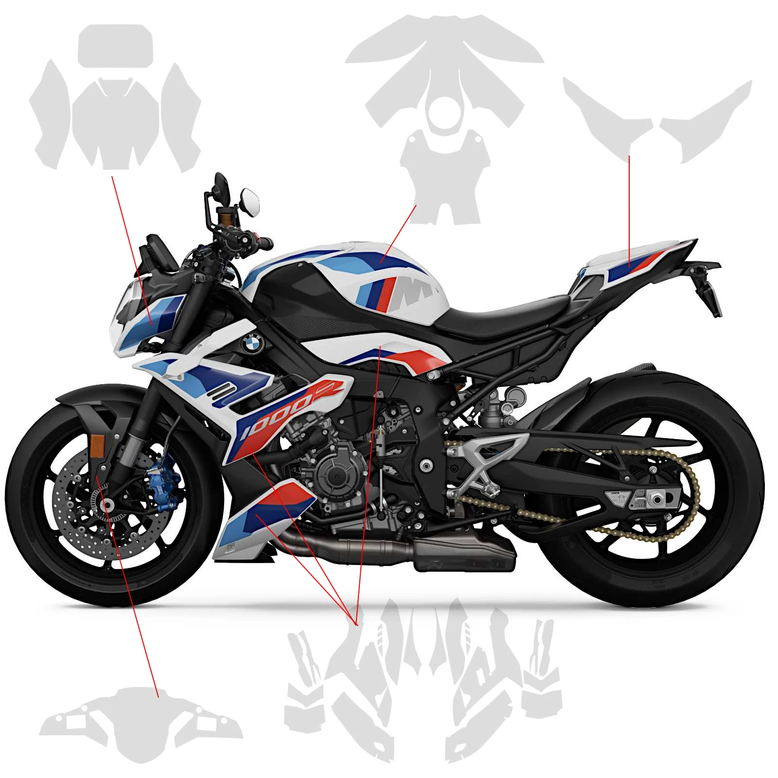 For BMW M1000 R PPF Motorcycle Paint Protection Film Fits M1000R TPU Complete Paint Fairing Anti-scratch Protection Kit