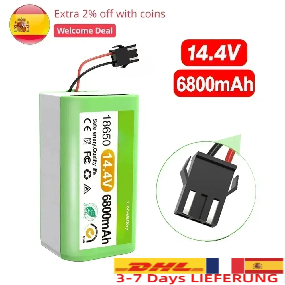 NEW 14.4V 6800mAh Li-ion Battery for Conga Excellence 950 990 1090 1790 1990 Deebot N79S N79 DN622 Eufy Robovac 11S 12 X500