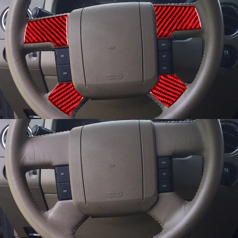 4 قطعة ألياف الكربون عجلة القيادة أعواد تزيين لفورد F-150 FX4 2004-2008 اكسسوارات تعديل السيارات الداخلية #6