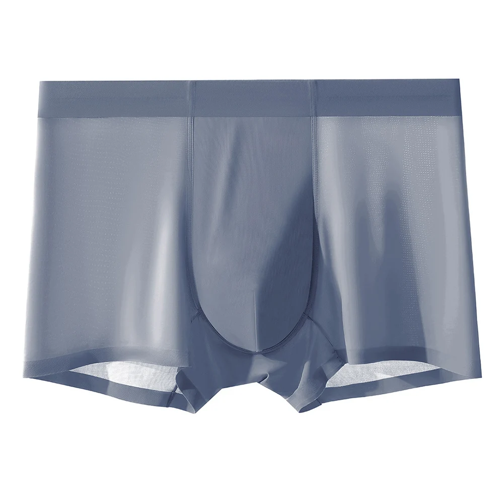 Home Mens Underwear Comfortable Silk Underwear Medium Waist Style Solid Color Design Thin Boxer Briefs Home Mens