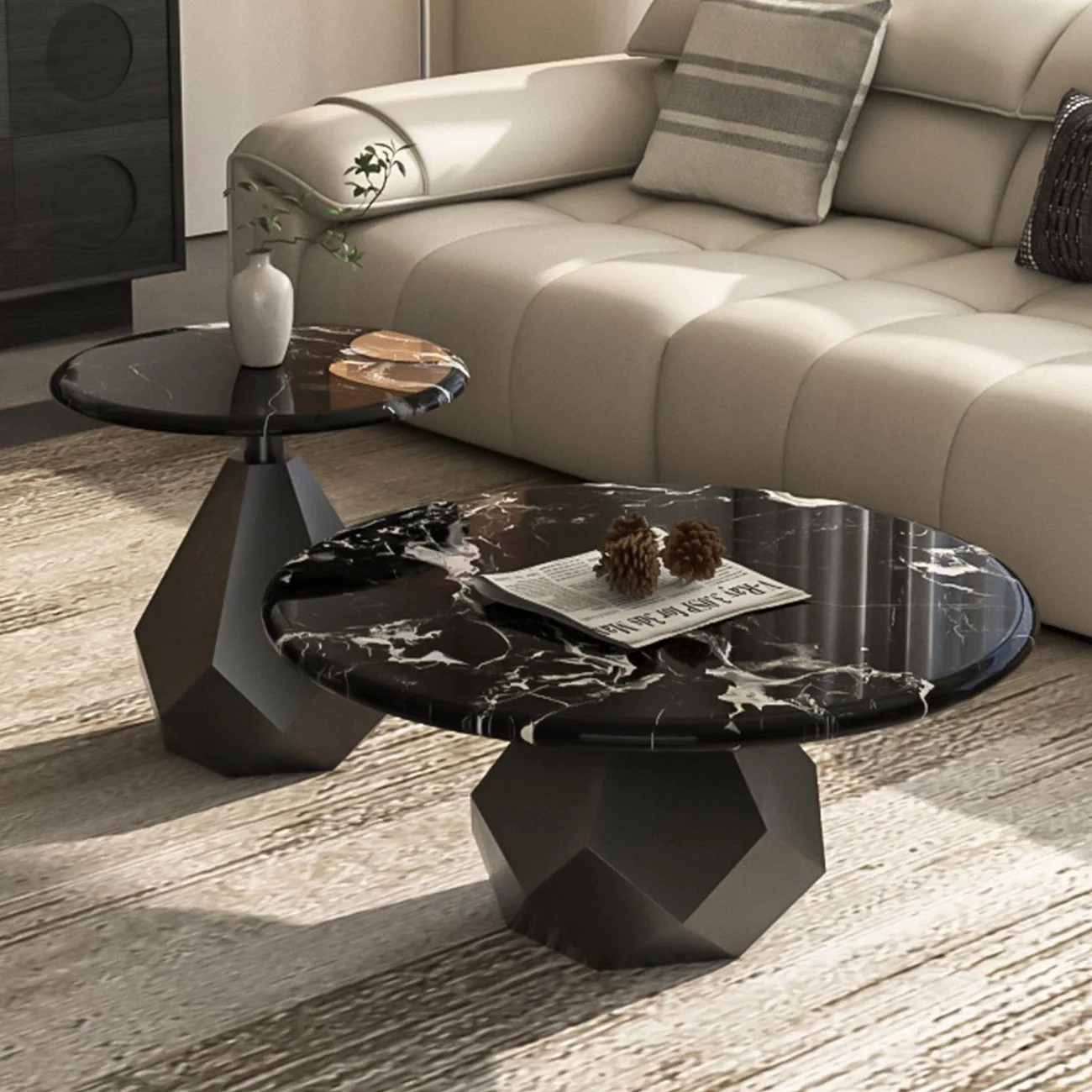 Light luxury high-end natural marble coffee table supercrystalline stone craftsmanship household