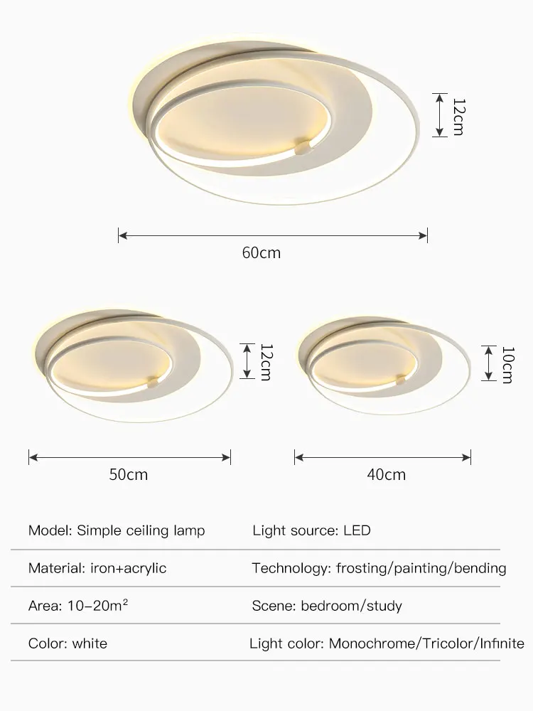 Modern White LED Lâmpada Do Teto Com Controle Remoto Para Estudo Quarto Sala Home Roof Fashion Ring Chandelier Iluminação 2023