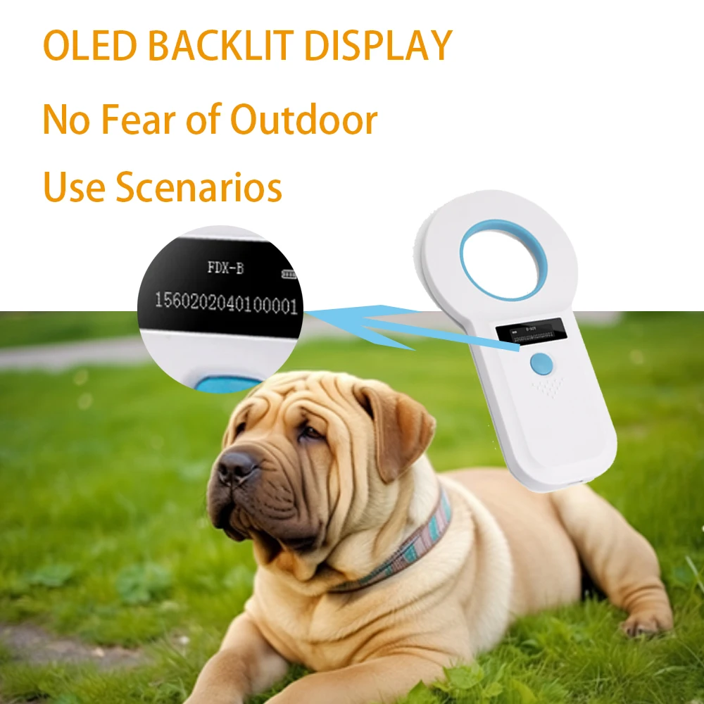 RFID Bluetooth Animal Tag Reader 134.2Khz/125Khz 15 Digits Pet Microchip Scanner Data Storage Microchip For Pet/Cat/Dog/Pig