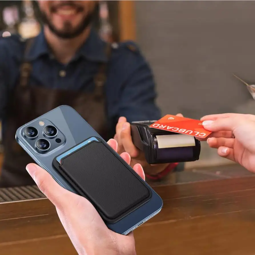 حافظة بطاقات مغناطيسية من GITFOS حامل هاتف أقوى ملحقات Mag-Safe عصا جلدية RFID لهاتف iPhone 17 16 15 14 13 12 Pro Max #5