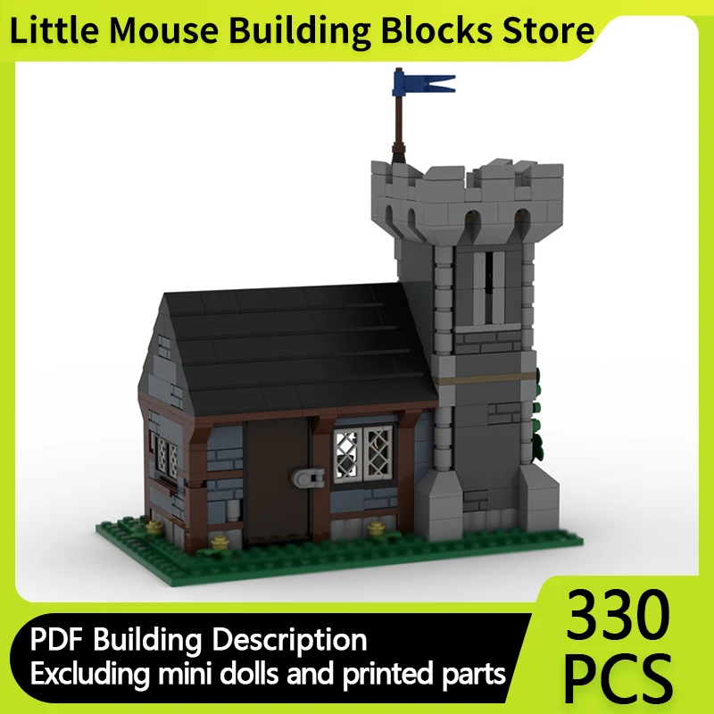 

Средневековый замок, модель MOC, строительные кирпичи, башня, отель, вид на улицу, модульные технологии, подарки, праздник, сборка, детские игрушки, костюм