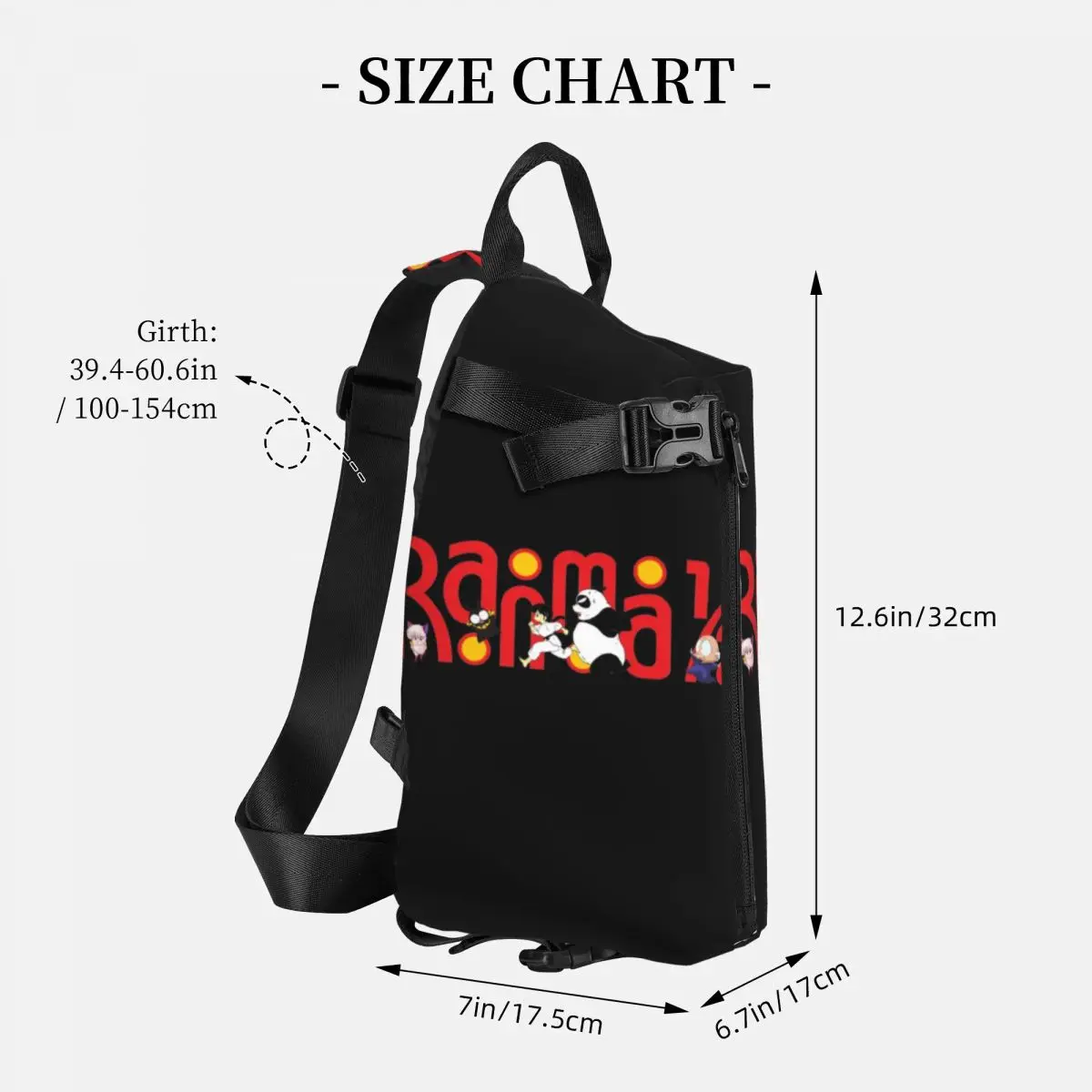 Ranma 12 Funny Logo Shoulder Bags Japanese classic cute anime Novelty Chest Bag Cycling Sling Bag School Designer Crossbody Bags