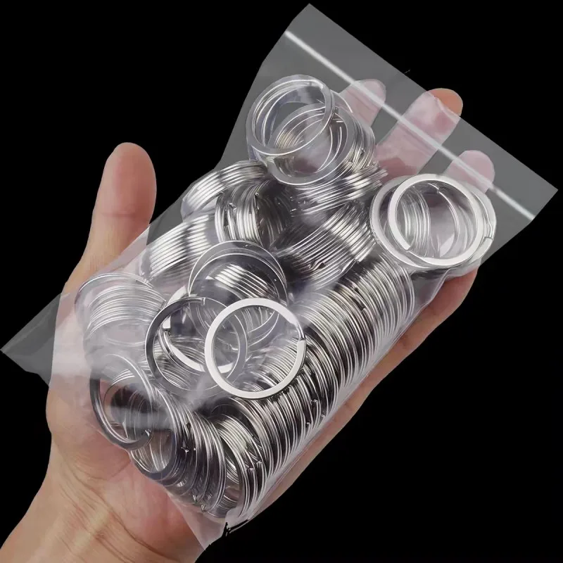 10-częściowy/worek Wysokiej jakości srebrny metalowy brelok do kluczy DIY Okrągły brelok do kluczy Split Men Brelok do kluczy Akcesoria.