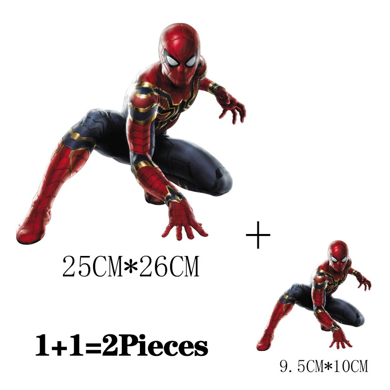 2Pcs/Lot Spider Man Marvel Iron On Thermoadhesive Fusible Patches Heat-Adhesive Thermal Transfer Stickers For Clothes Ironing