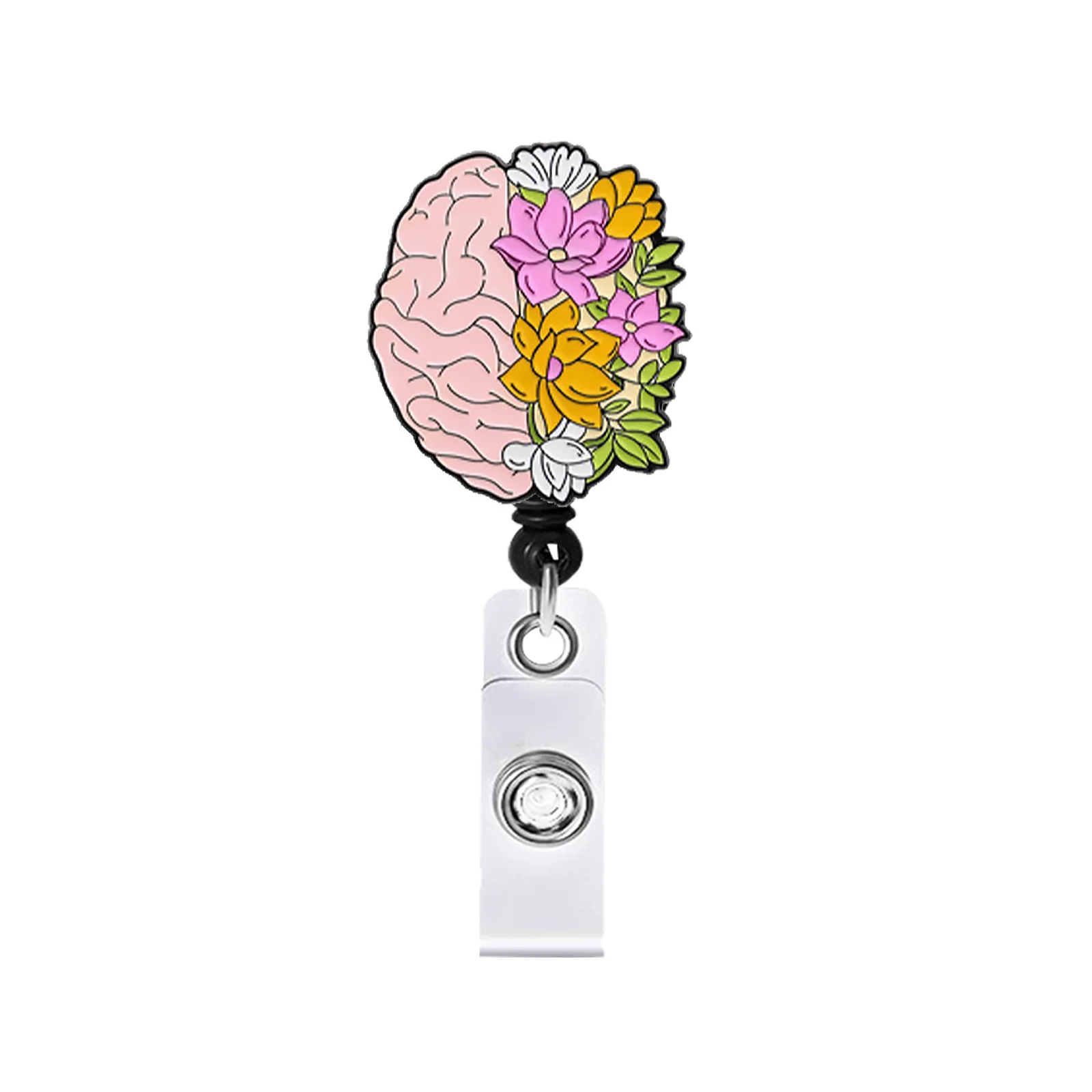 

Creative Acrylic Heart Lung Brain Kidney Intestine Pattern Badge Reel Doctor Nurse Retractable Alligator Clip Id Card Holder