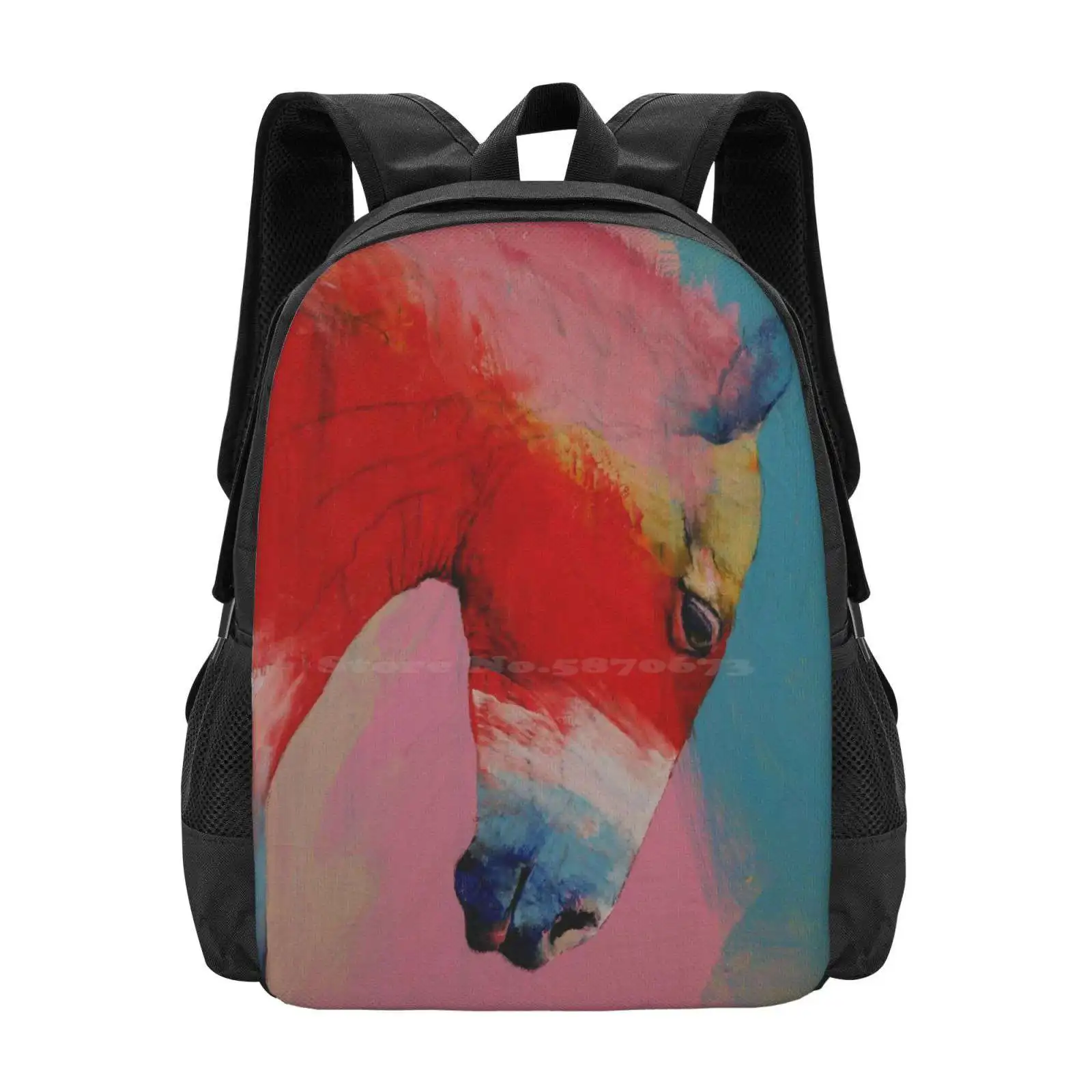 

Horse Hot Sale Schoolbag Backpack Fashion Bags Red Big Large Pink Blue White Stallions Etalon Hengst Horses Pferd Caballo